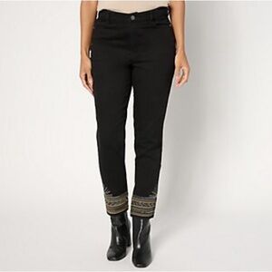 Susan Graver Black Sequin Embroidered Women's Jeans Size 10